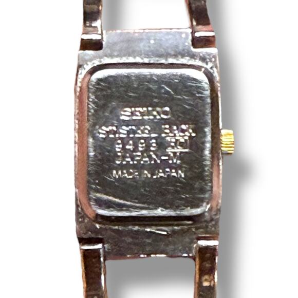Seiko Stainless Steel Watch Womens Rectangle Case Chainlink Bracelet Quartz RUNS - Picture 3 of 7